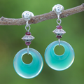 Vintage Light Blue Glass Dangling Earrings