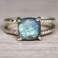 Vintage Blue Stone Layer Silvered Ring
