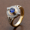 Vintage Blue Crystal Gold Ring