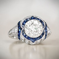 Vintage Blue & White Zirconia Ring