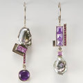 Vintage Dangling Purple Glass Earrings
