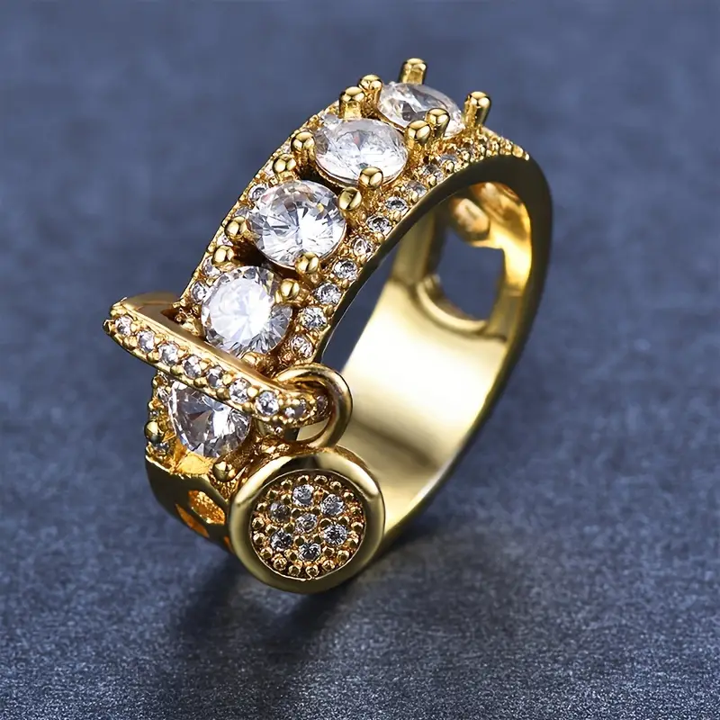 Vintage White Crystalline Gold Ring