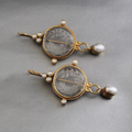 Vintage Grey Crystal Pearl Earrings