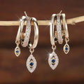 Vintage Dangling Nazar Gold Earrings