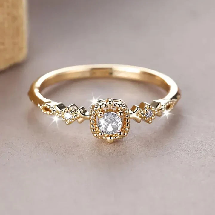Vintage Crystal Bright Golden Ring