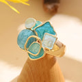 Blue & White Enamel Gold Ring