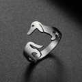 Adjustable Silver Dachshund Ring