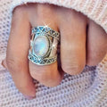 Moonstone Silvered Thick Ring