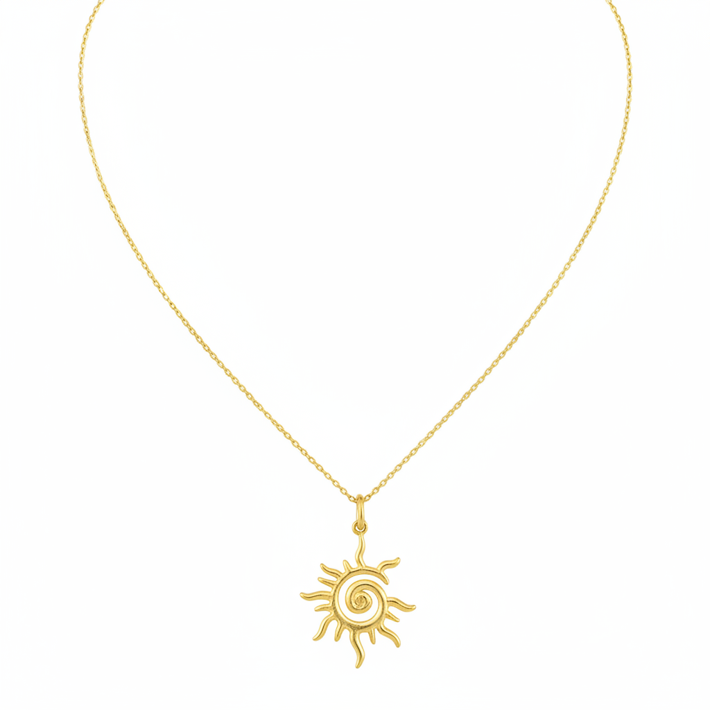 Gold Sun Necklace - Front View