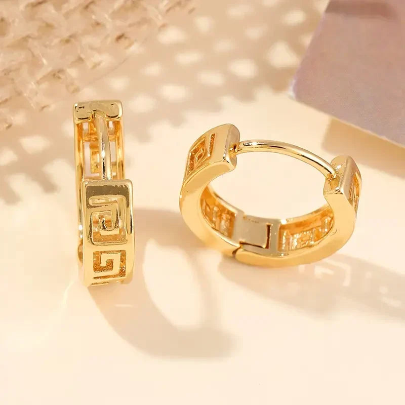 Vintage Golden Hoop Hollow Earrings