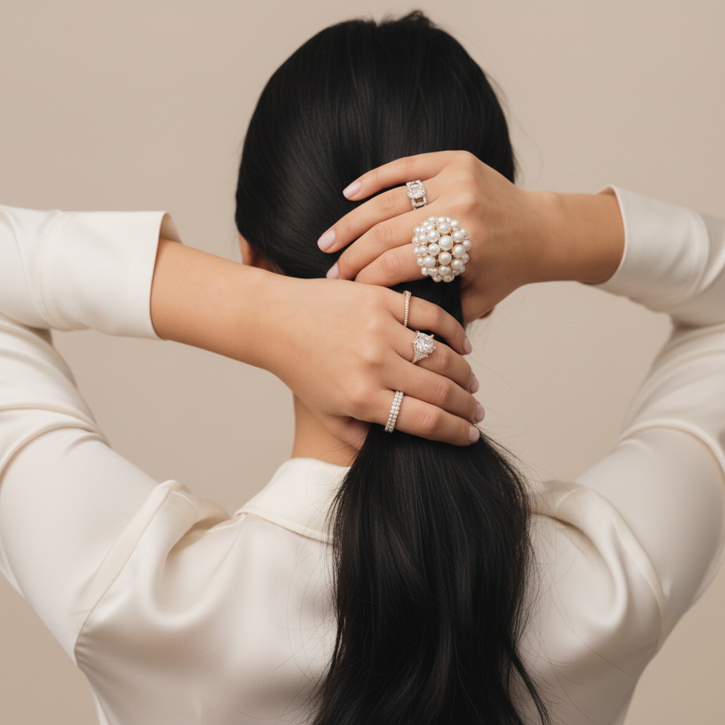 Inlaid Pearl Ring in Gold
