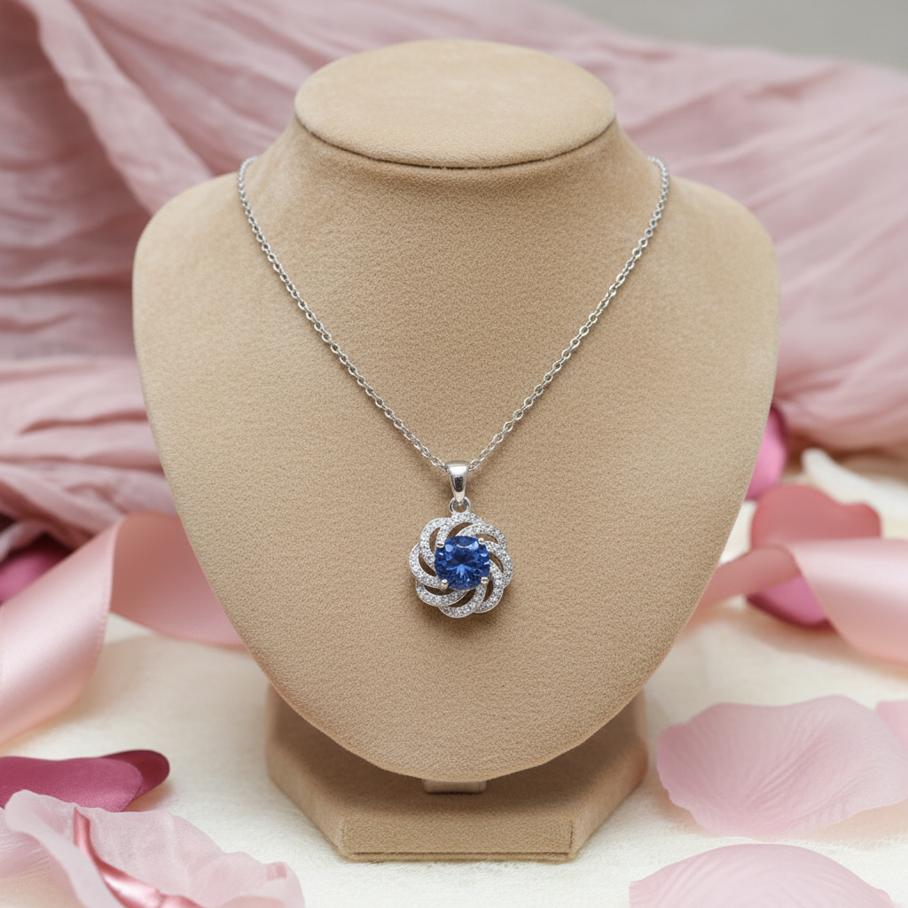 Natural Kyanite Pendant Necklace in Sterling Silver