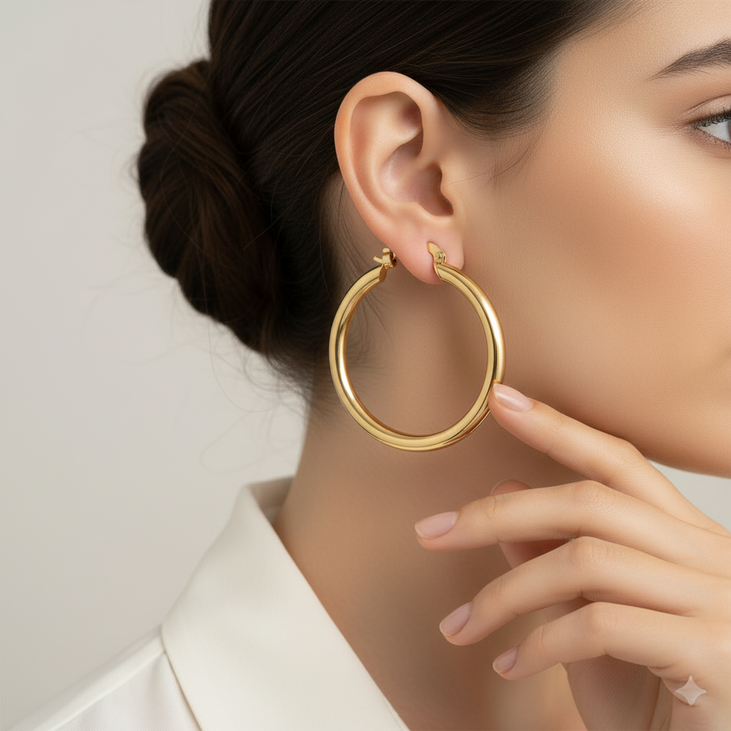 Large Classic Hoop Earrings in Gold