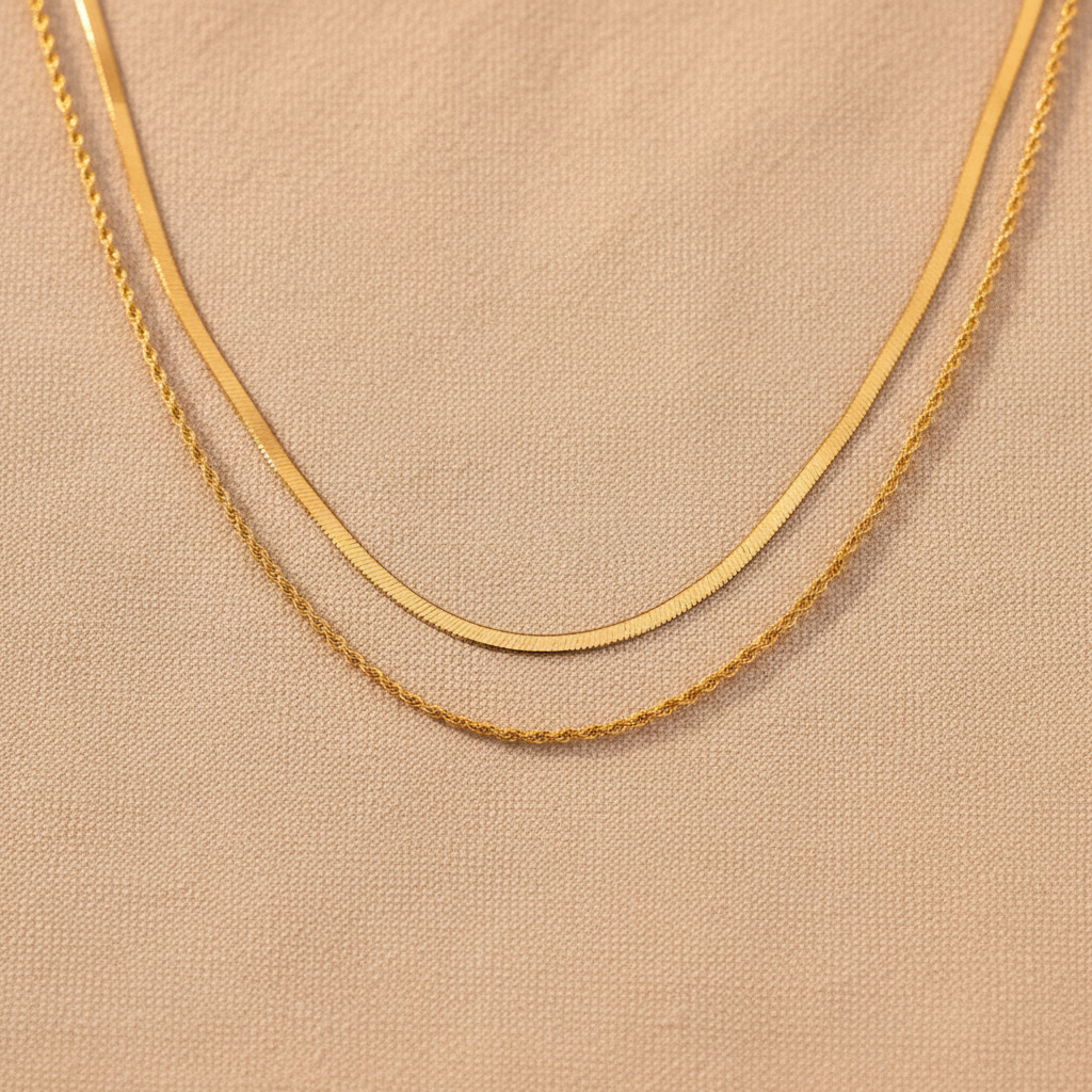 Layered Chain Necklace in Gold, Delicate