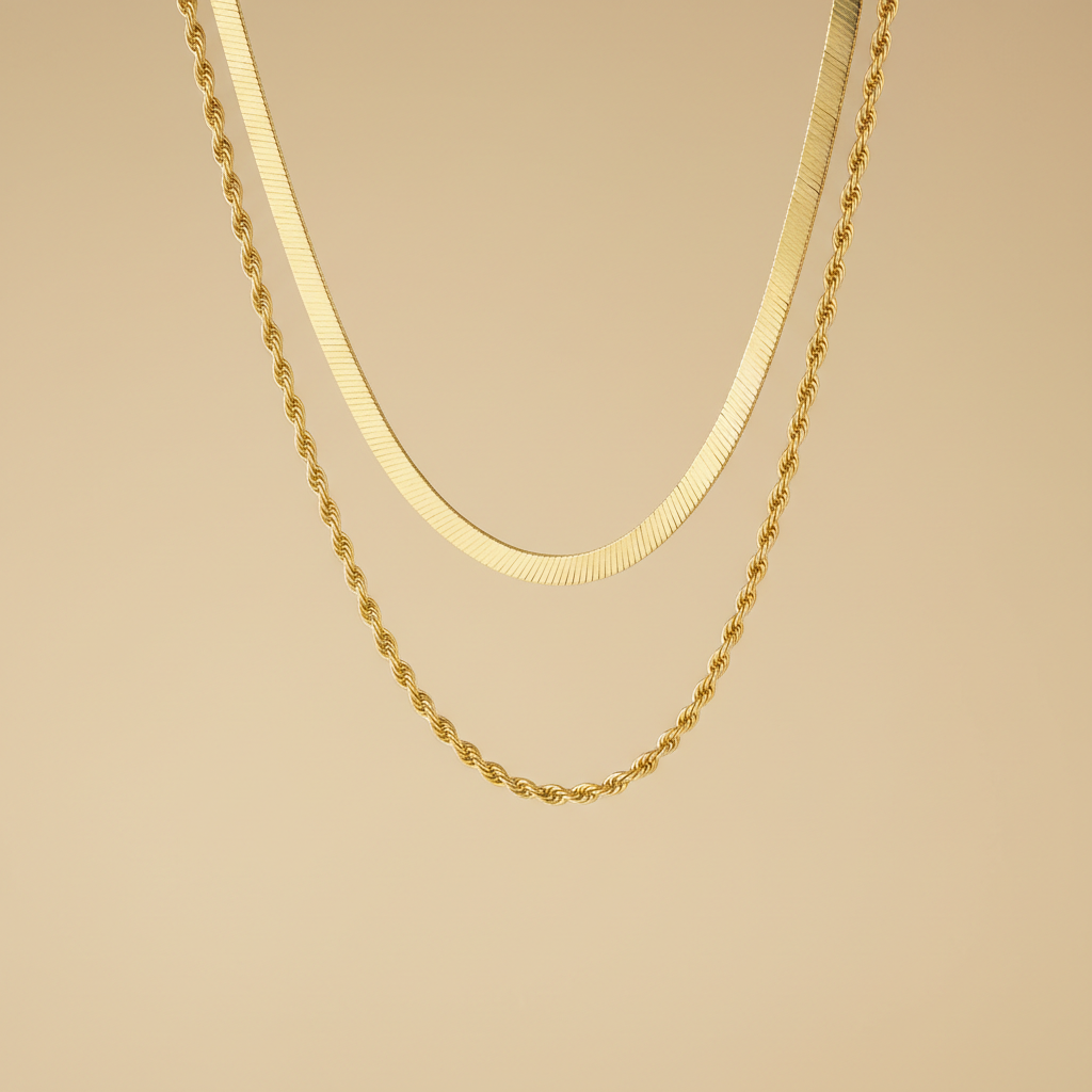 Layered Chain Necklace in Gold, Delicate