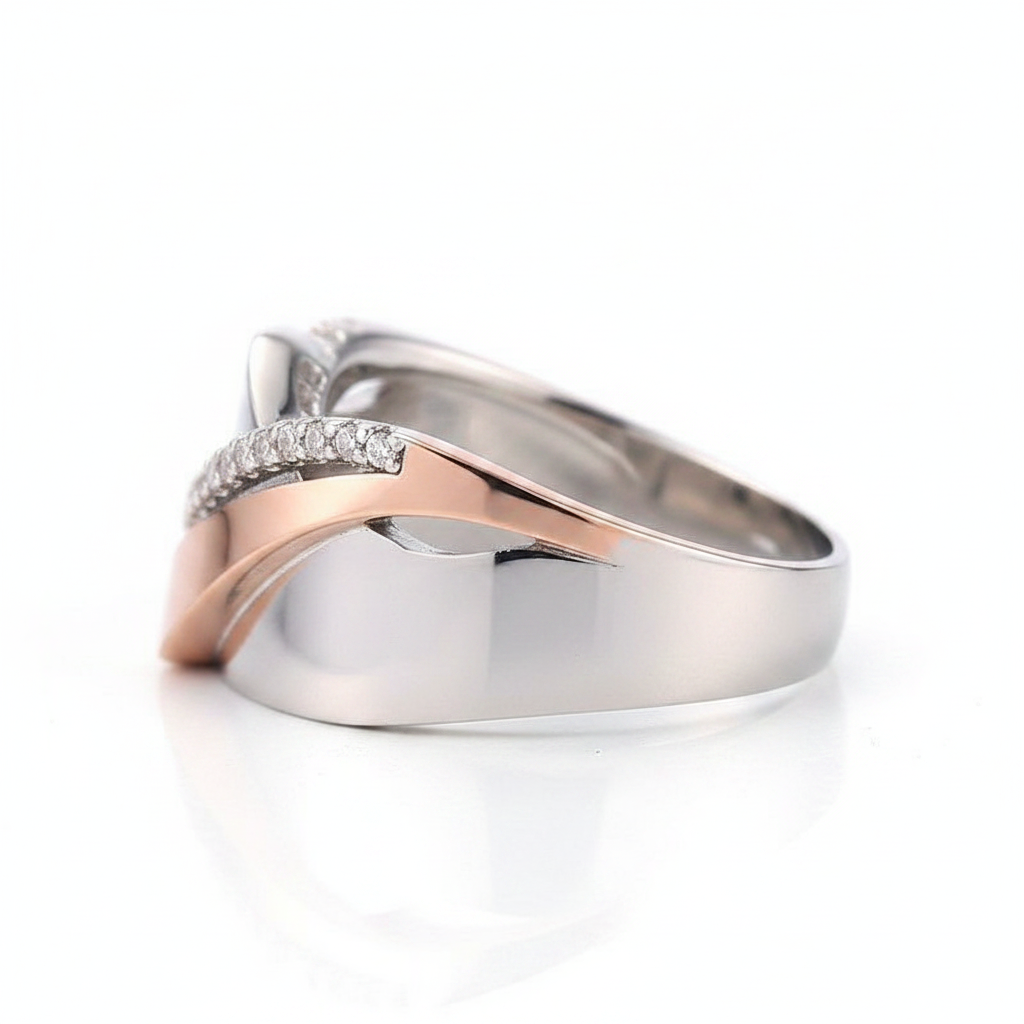 Vintage Rose Gold & Silver Zirconia Ring