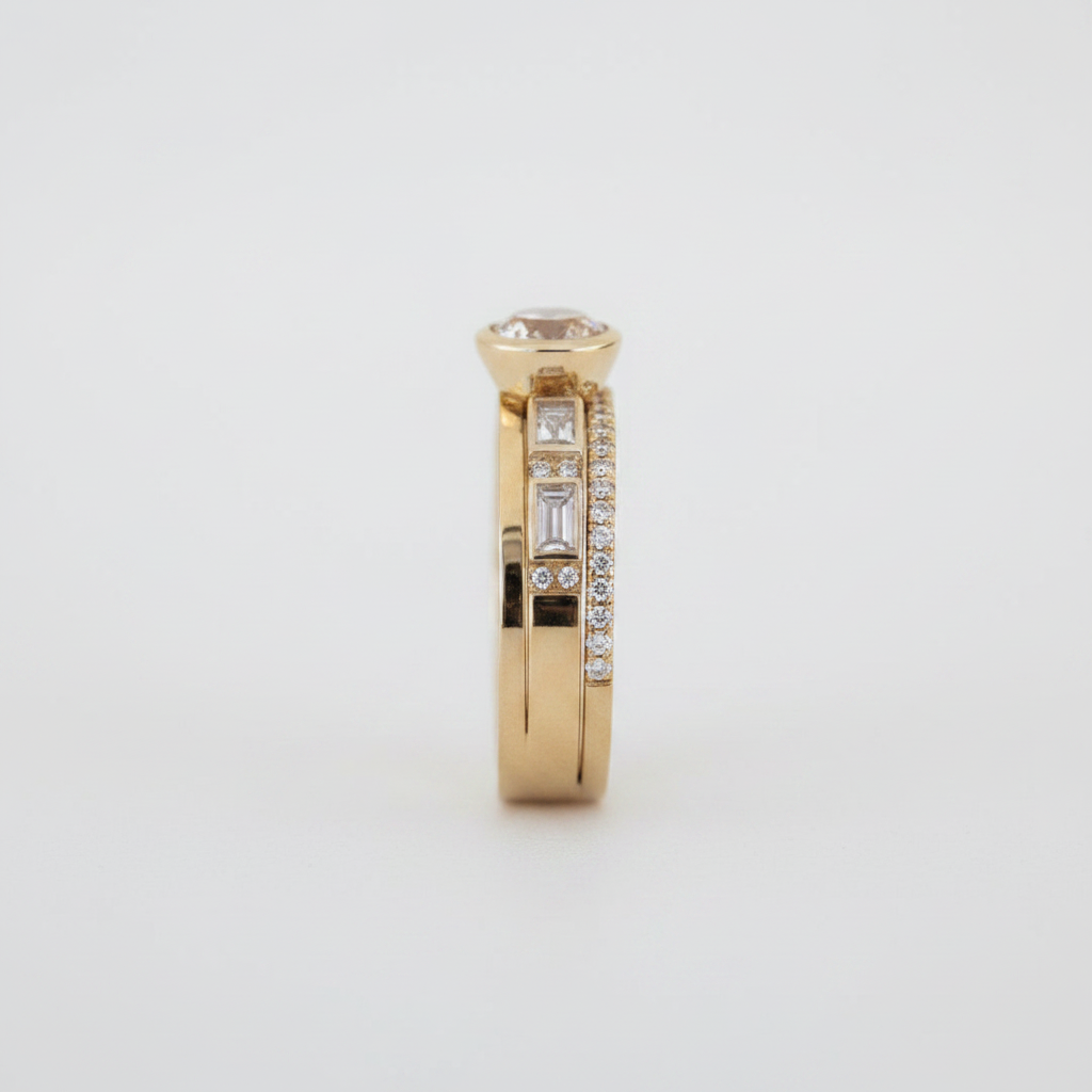 Inlaid Crystal Gold Ring