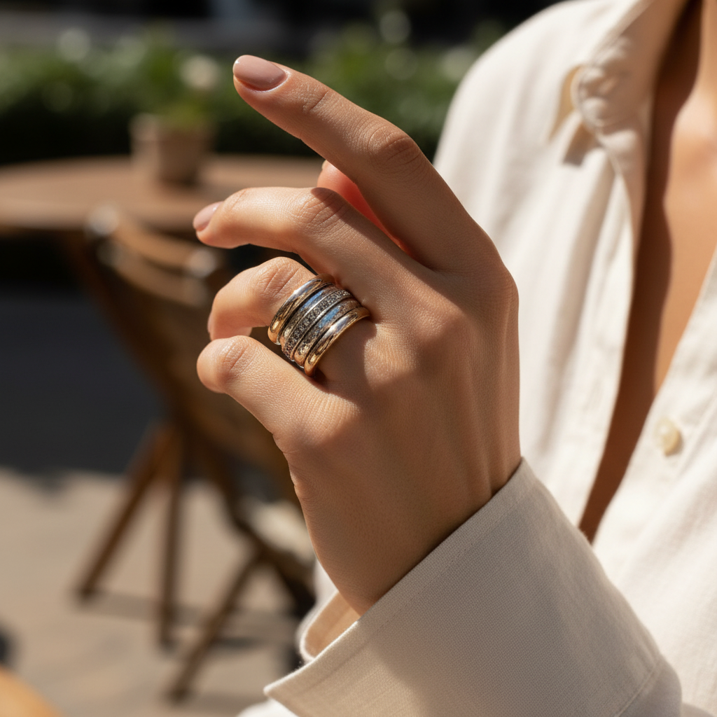 Vintage Layered Thick Gold Ring