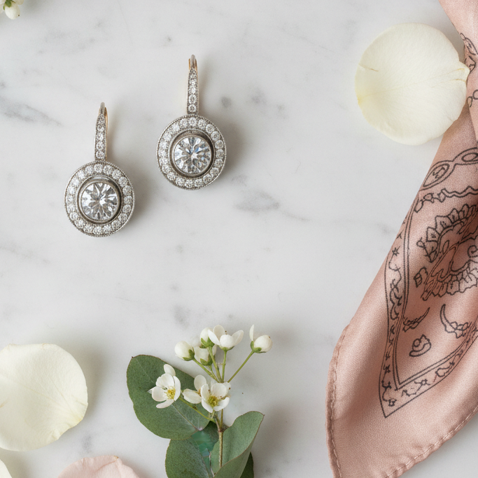 Vintage Silver Earrings with Zirconia