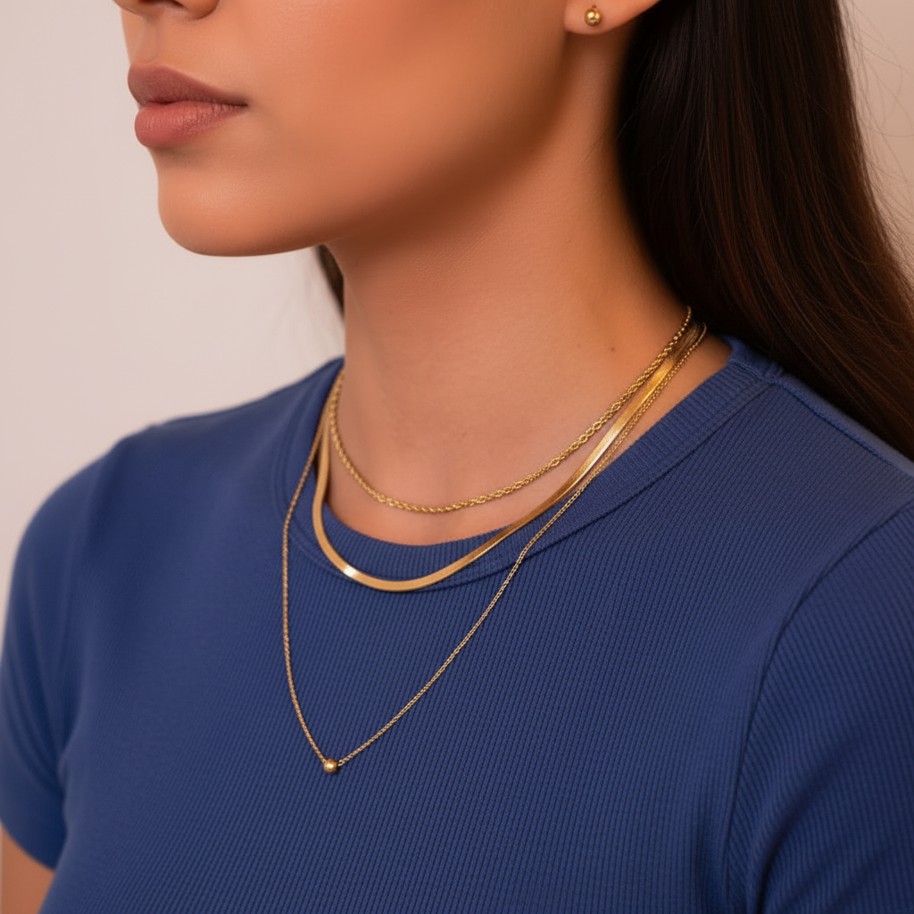 Layered Chain Necklace in Gold, Delicate