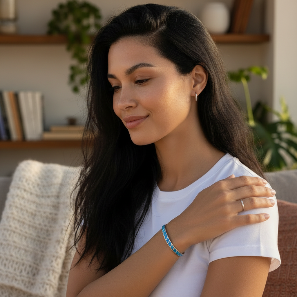 Blue Opal Bracelet in Silver