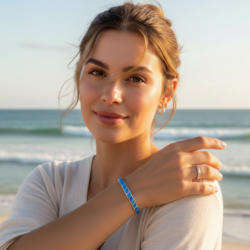 Blue Opal Bracelet in Silver