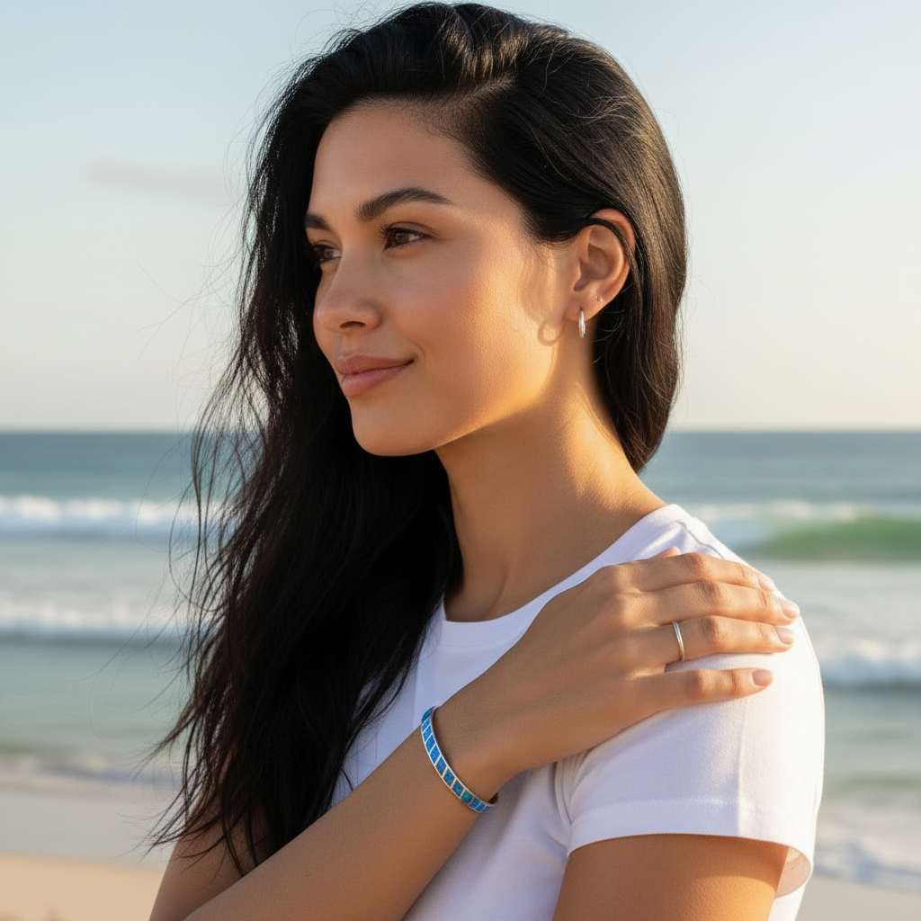 Blue Opal Bracelet in Silver
