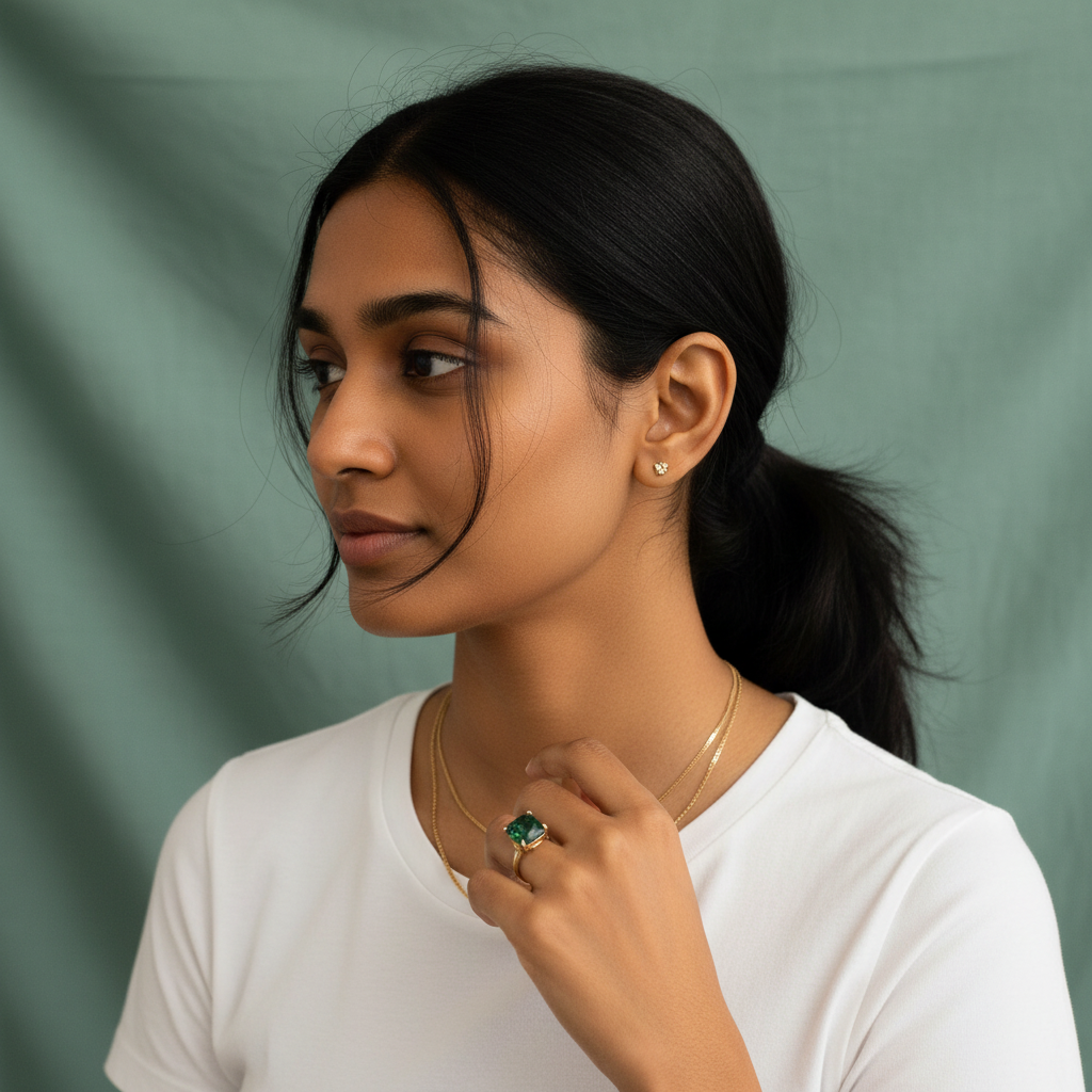 Square Emerald Ring in Gold