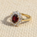 Natural Garnet Vintage Starburst Ring in Sterling Silver