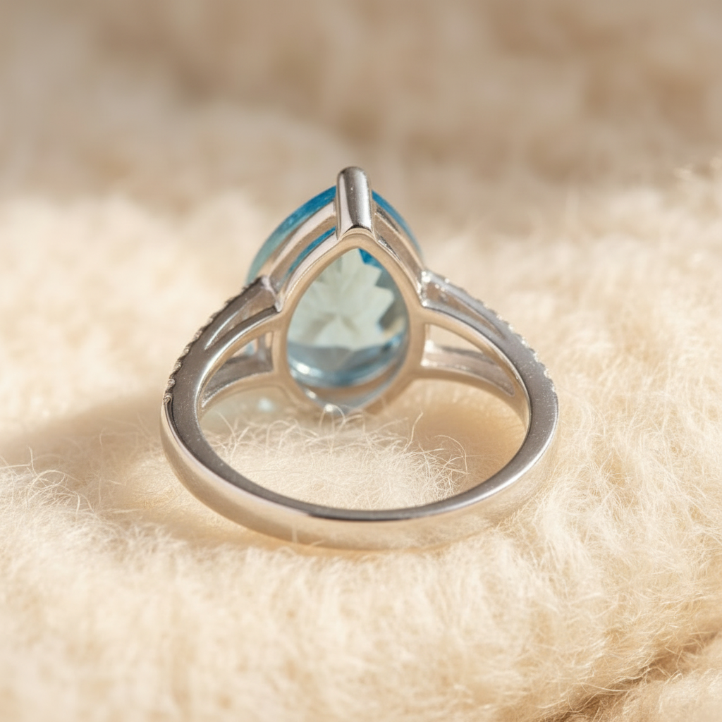 Natural Sky Blue Topaz Ring in Sterling Silver