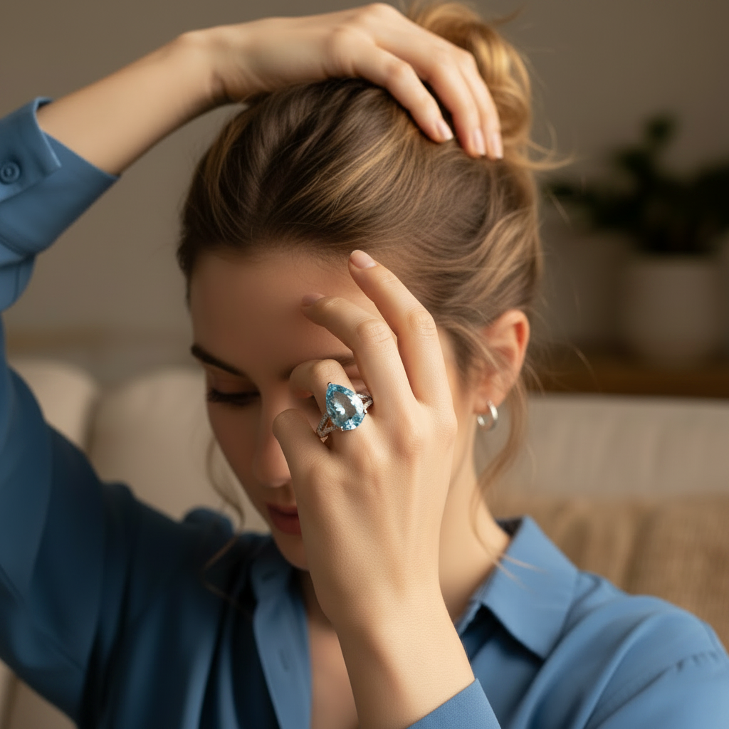 Natural Sky Blue Topaz Ring in Sterling Silver