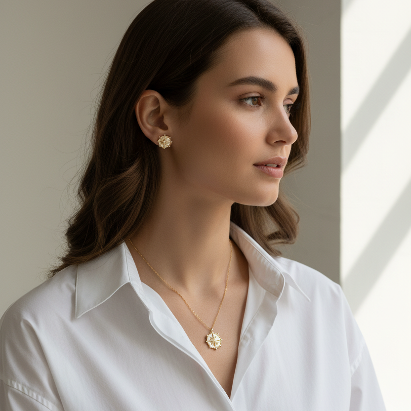 Anchor Pendant Necklace in Gold