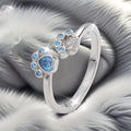 Adjustable Dog Print Blue Crystal Ring