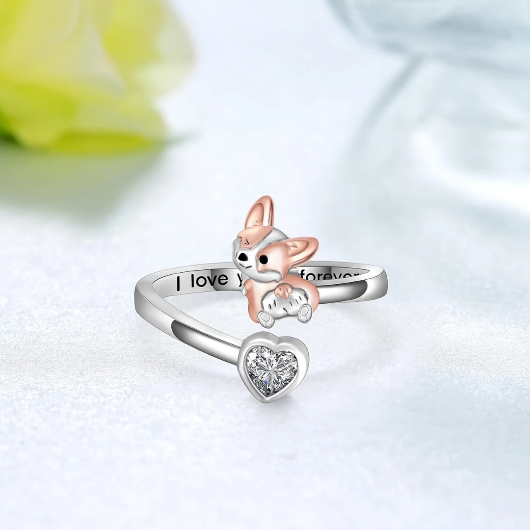 Adjustable Rose Love Dog Ring