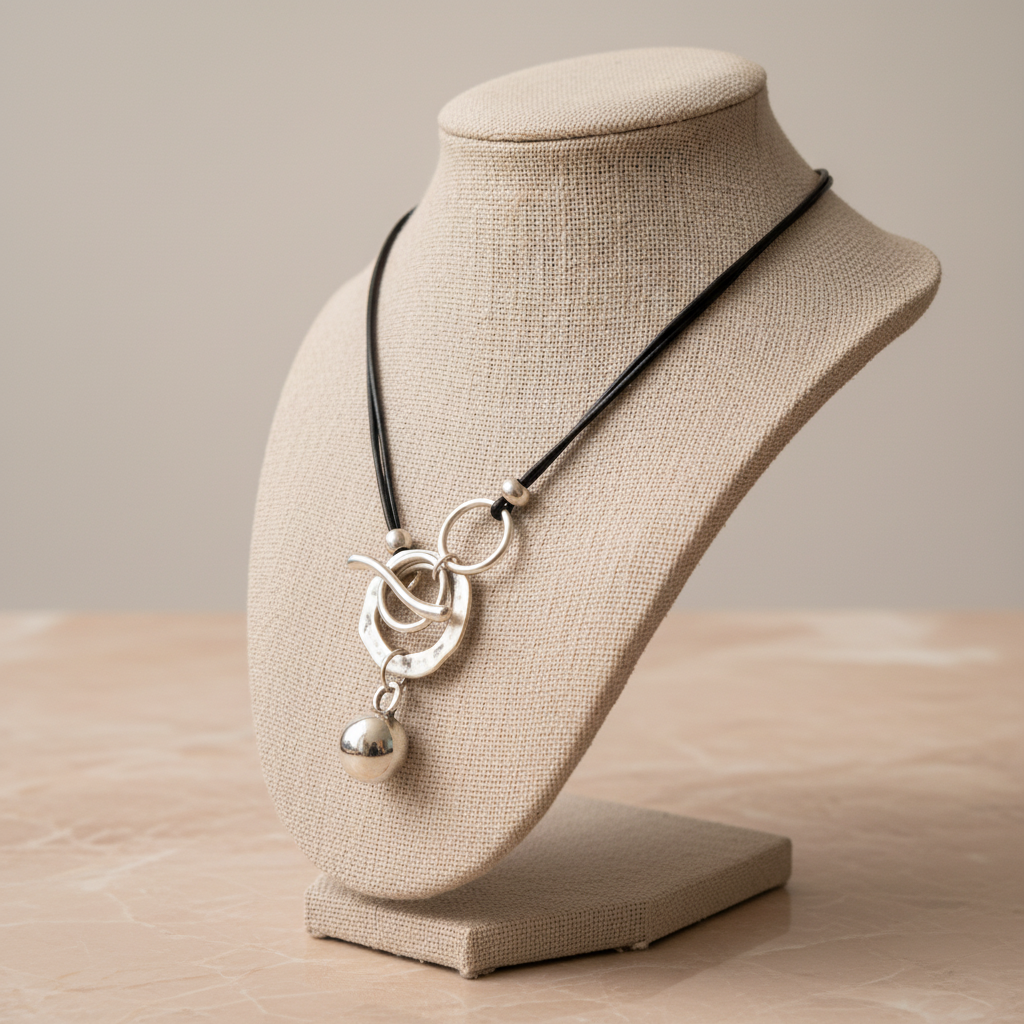 Silver Toggle Leather Cord Necklace