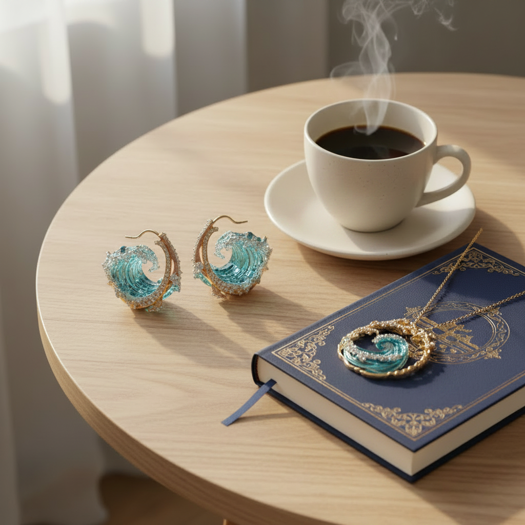 Ocean's Oath Wave Drop Earrings