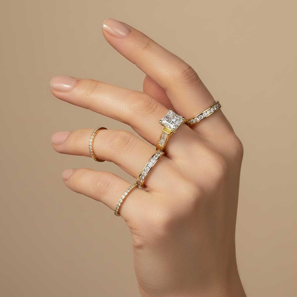Vintage Gold Zirconia Ring Pack