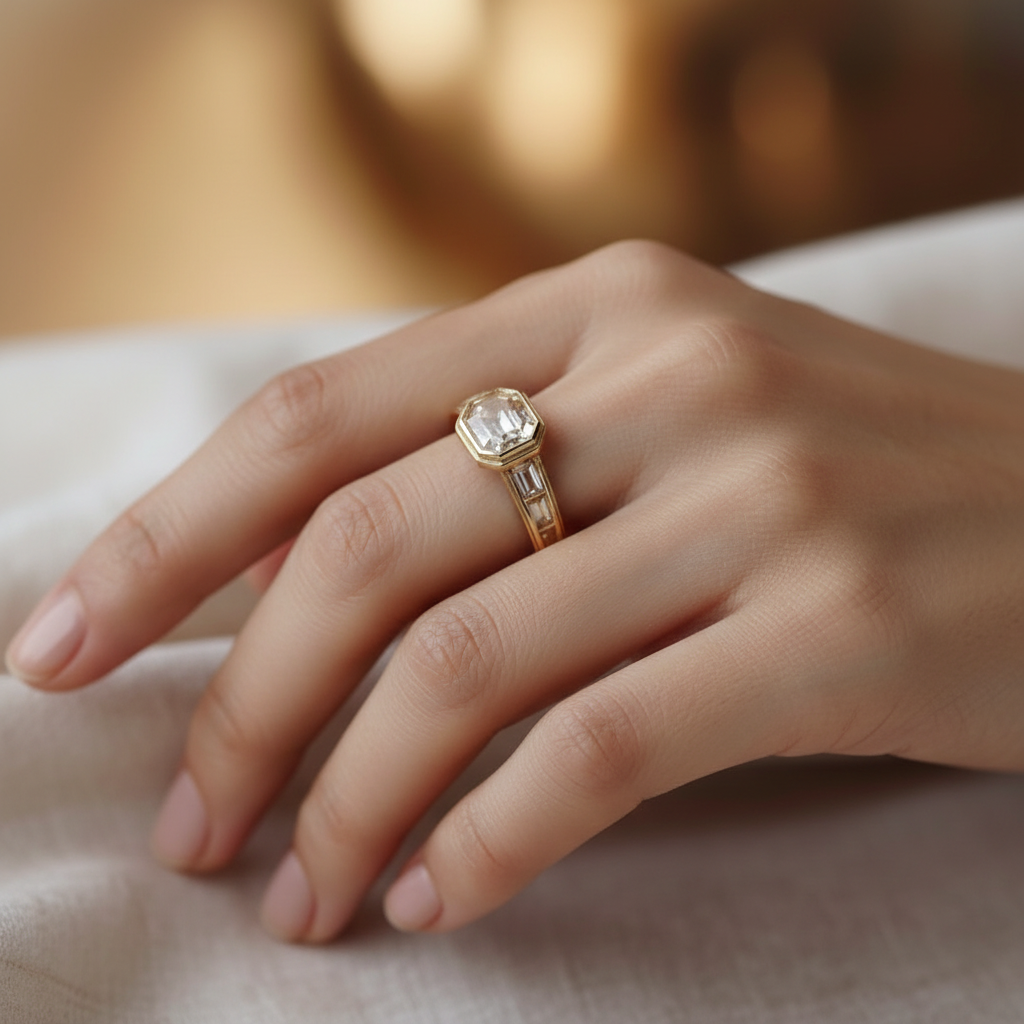 Radiant Crystal Gold Ring