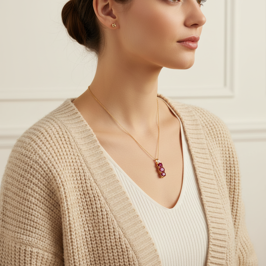 Composite Ruby Pendant Necklace in Sterling Silver