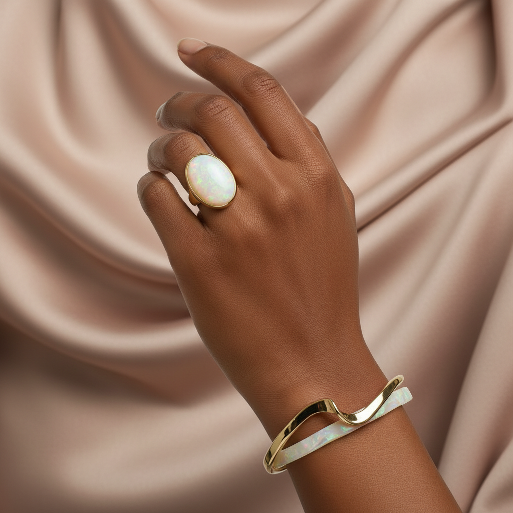 White Opal Golden Bracelet