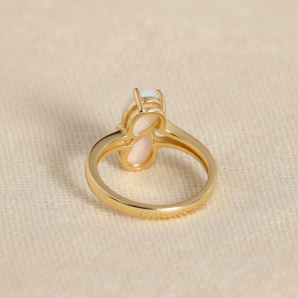 Natural Pear-Cut Opal Ring in Sterling Silver
