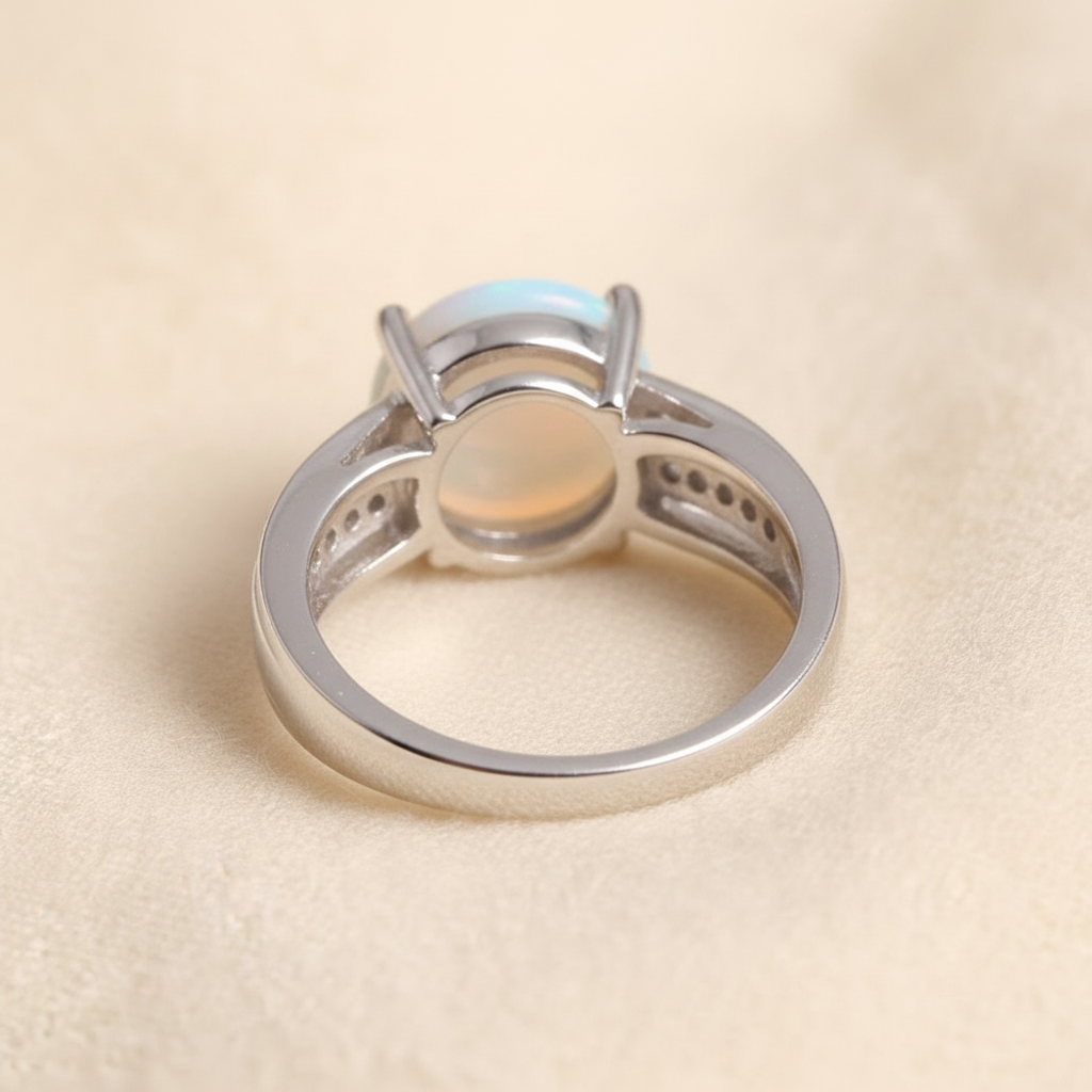 Colorful Natural Opal Ring in Sterling Silver