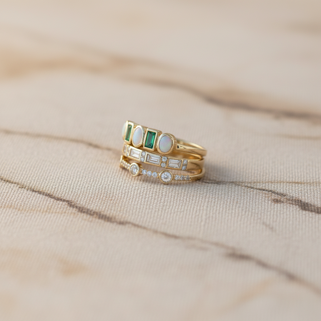 Vintage White and Green Opal Rings