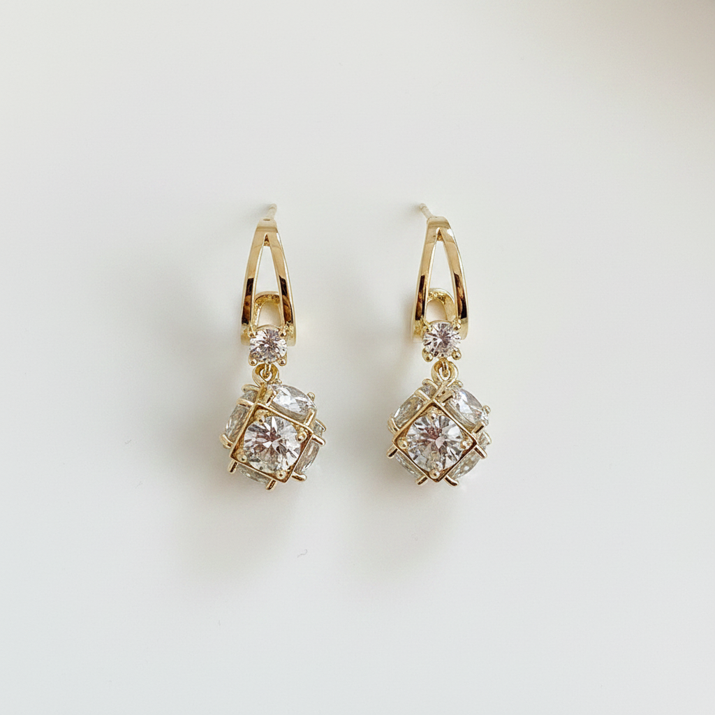 Cubic Zirconia Earrings in Gold