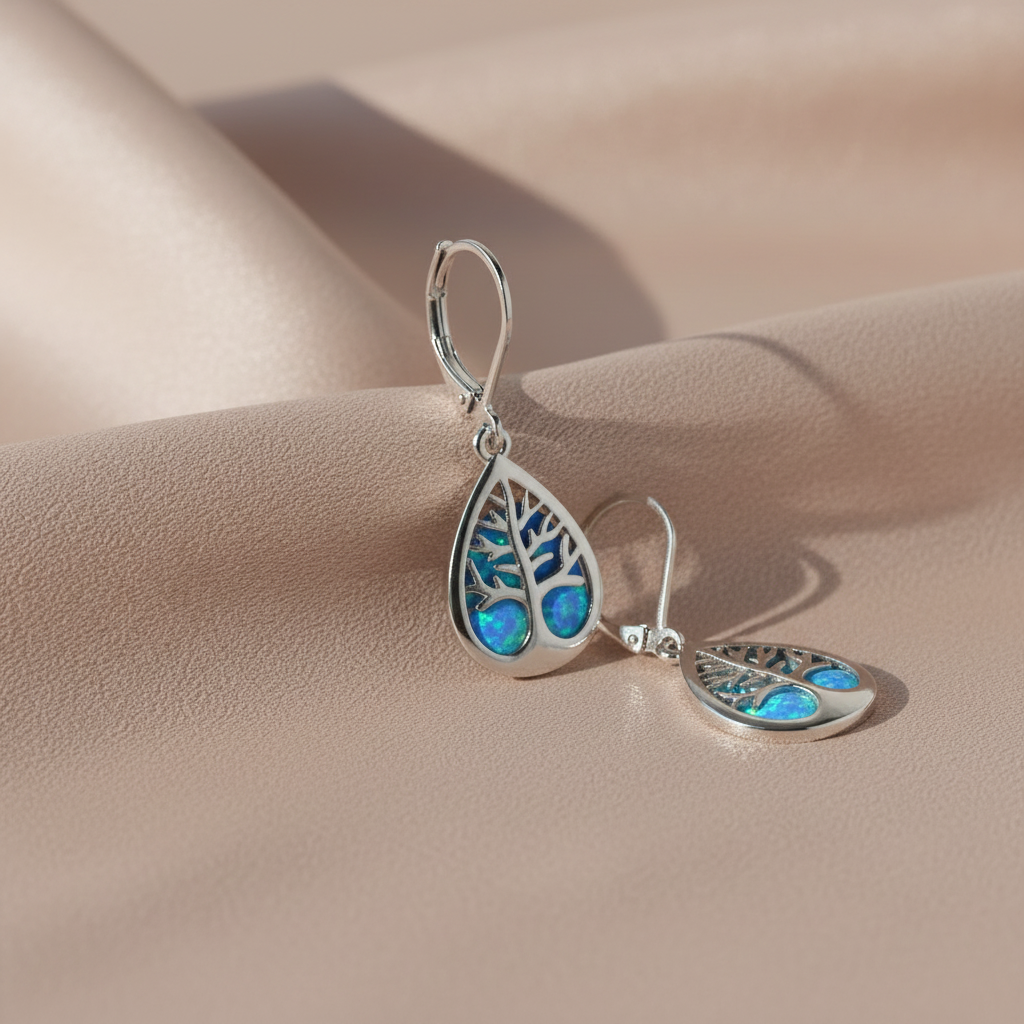 Tree of Life Earrings – Opal & Sterling Silver