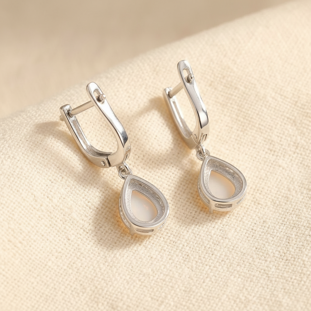 Natural Pear-Cut Opal Drop Earrings in Sterling Silver