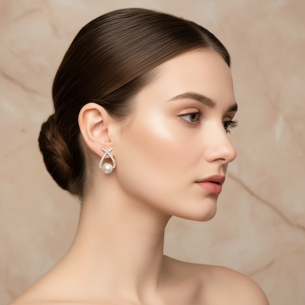 Pearl & Crystal Glitter Earrings