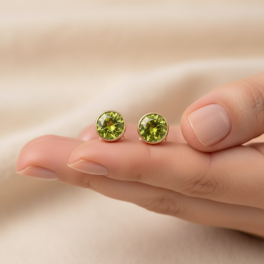 Peridot Birthstone Studs
