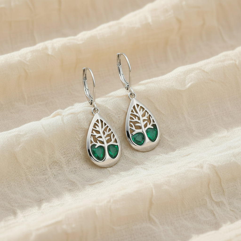 Tree of Life Earrings – Opal & Sterling Silver
