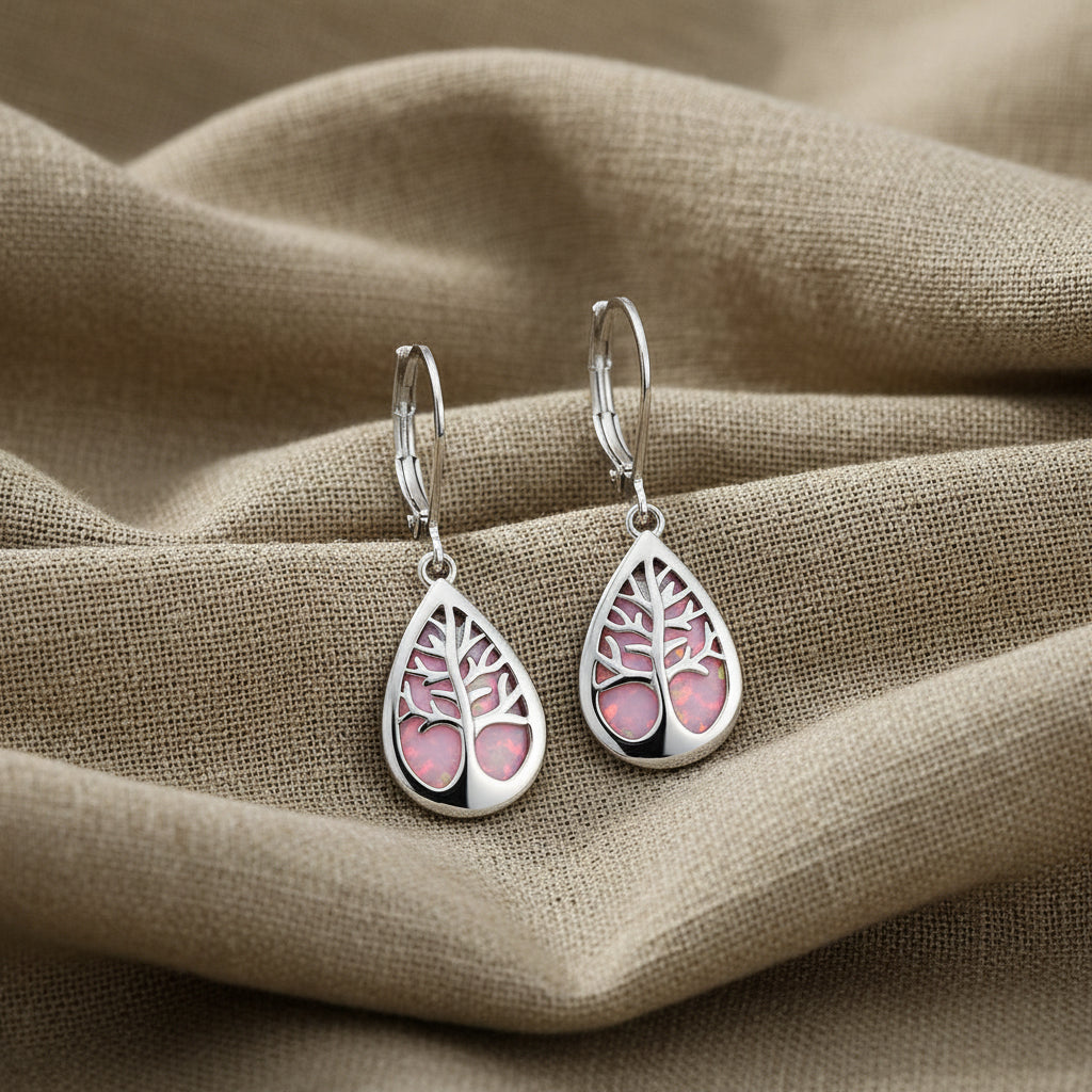 Tree of Life Earrings – Opal & Sterling Silver